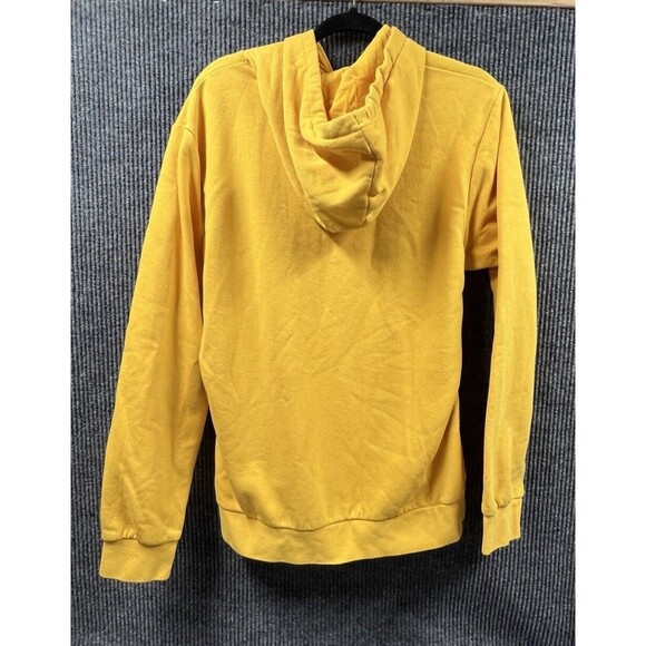 ADIDAS Hoodie Mens Medium Yellow Feel Cozy Pullover Sweatshirt Kangaroo Pouch - Picture 6 of 14